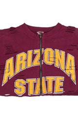 ZIP FRONT CROP COLLEGE SWEATSHIRT