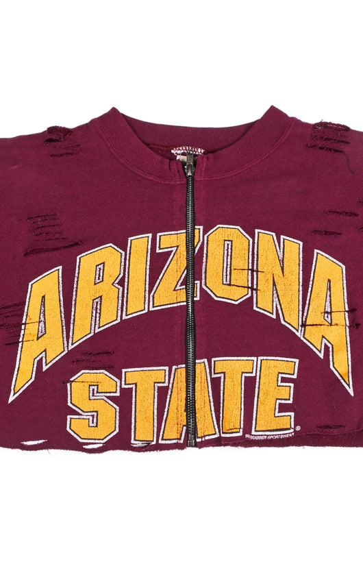 ZIP FRONT CROP COLLEGE SWEATSHIRT