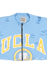 ZIP FRONT CROP COLLEGE SWEATSHIRT