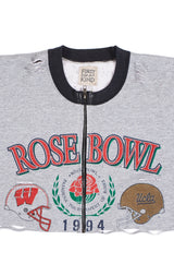 ZIP FRONT CROP COLLEGE SWEATSHIRT