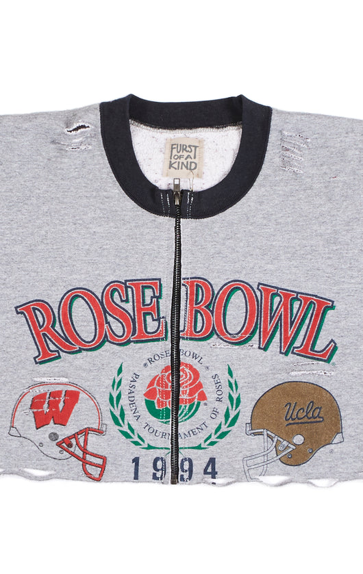 ZIP FRONT CROP COLLEGE SWEATSHIRT