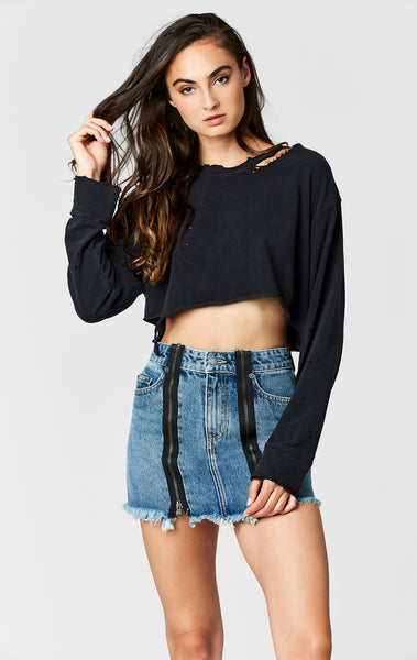 Carmar Denim: ODESSA COLIN DOUBLE ZIP FRONT SKIRT - SKIRTS