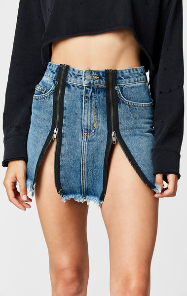 ODESSA COLIN DOUBLE ZIP FRONT SKIRT