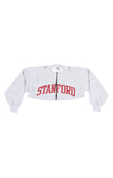 ZIP FRONT CROP COLLEGE SWEATSHIRT