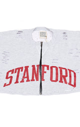 ZIP FRONT CROP COLLEGE SWEATSHIRT