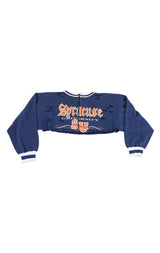 ZIP FRONT CROP COLLEGE SWEATSHIRT