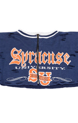 ZIP FRONT CROP COLLEGE SWEATSHIRT