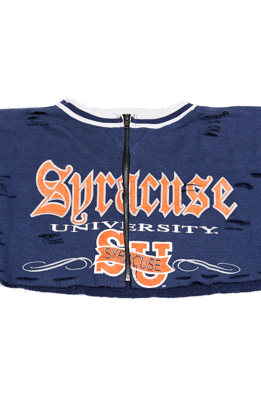 ZIP FRONT CROP COLLEGE SWEATSHIRT