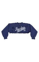ZIP FRONT CROP COLLEGE SWEATSHIRT