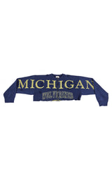 ZIP FRONT CROP COLLEGE SWEATSHIRT