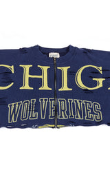 ZIP FRONT CROP COLLEGE SWEATSHIRT