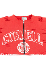 ZIP FRONT CROP COLLEGE SWEATSHIRT