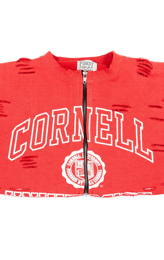 ZIP FRONT CROP COLLEGE SWEATSHIRT