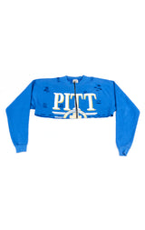 ZIP FRONT CROP COLLEGE SWEATSHIRT