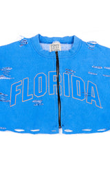 ZIP FRONT CROP COLLEGE SWEATSHIRT