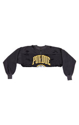 ZIP FRONT CROP COLLEGE SWEATSHIRT