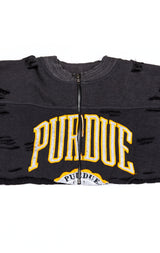 ZIP FRONT CROP COLLEGE SWEATSHIRT