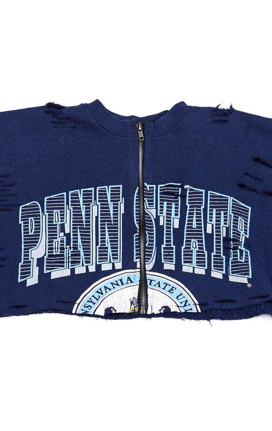ZIP FRONT CROP COLLEGE SWEATSHIRT