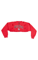ZIP FRONT CROP COLLEGE SWEATSHIRT