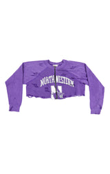ZIP FRONT CROP COLLEGE SWEATSHIRT