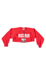 ZIP FRONT CROP COLLEGE SWEATSHIRT