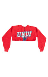 ZIP FRONT CROP COLLEGE SWEATSHIRT