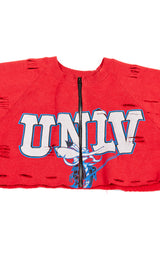 ZIP FRONT CROP COLLEGE SWEATSHIRT