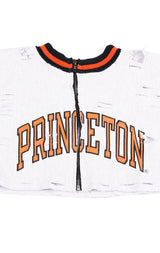 ZIP FRONT CROP COLLEGE SWEATSHIRT