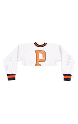 ZIP FRONT CROP COLLEGE SWEATSHIRT