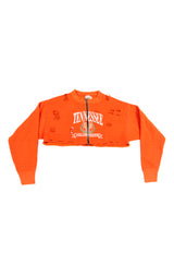 ZIP FRONT CROP COLLEGE SWEATSHIRT