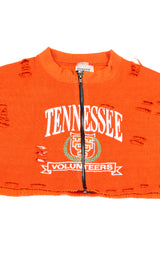 ZIP FRONT CROP COLLEGE SWEATSHIRT
