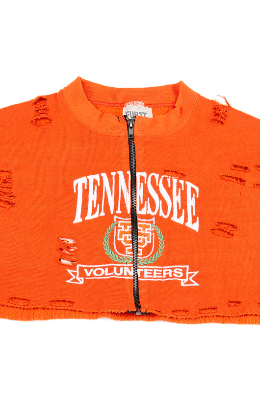 ZIP FRONT CROP COLLEGE SWEATSHIRT