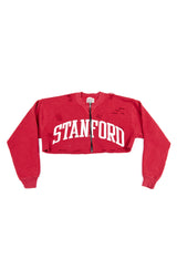 ZIP FRONT CROP COLLEGE SWEATSHIRT