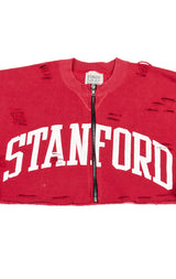 ZIP FRONT CROP COLLEGE SWEATSHIRT