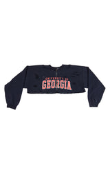 ZIP FRONT CROP COLLEGE SWEATSHIRT