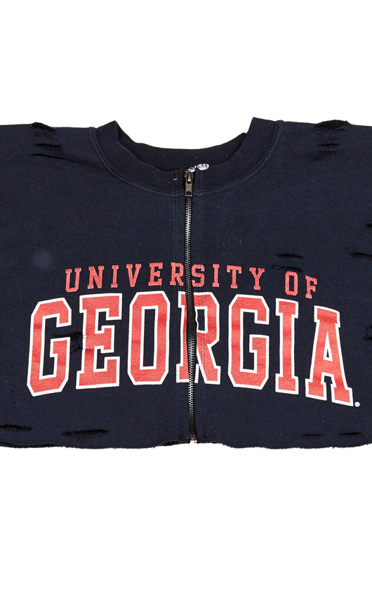 ZIP FRONT CROP COLLEGE SWEATSHIRT