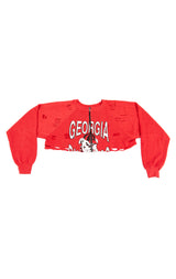 ZIP FRONT CROP COLLEGE SWEATSHIRT