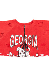 ZIP FRONT CROP COLLEGE SWEATSHIRT
