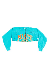 ZIP FRONT CROP COLLEGE SWEATSHIRT