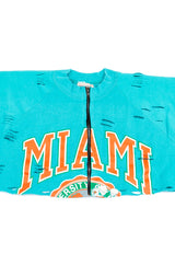 ZIP FRONT CROP COLLEGE SWEATSHIRT