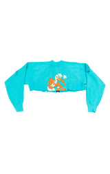 ZIP FRONT CROP COLLEGE SWEATSHIRT