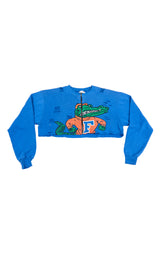 ZIP FRONT CROP COLLEGE SWEATSHIRT