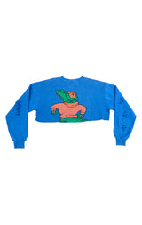 ZIP FRONT CROP COLLEGE SWEATSHIRT