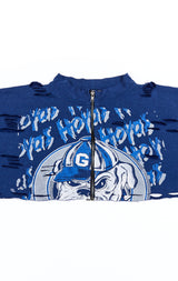 ZIP FRONT CROP COLLEGE SWEATSHIRT