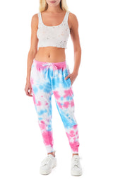 SPLOTCH TIE DYE STAR PATCH SWEATPANTS