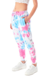 SPLOTCH TIE DYE STAR PATCH SWEATPANTS