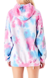 SPLOTCH TIE DYE STAR PATCH HOODIE