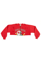 ZIP FRONT CROP COLLEGE SWEATSHIRT