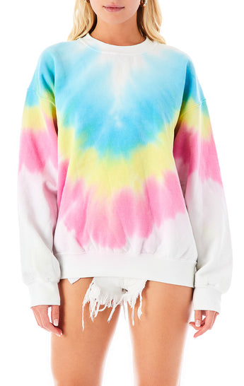 CHEVRON TIE DYE CREW NECK SWEATSHIRT