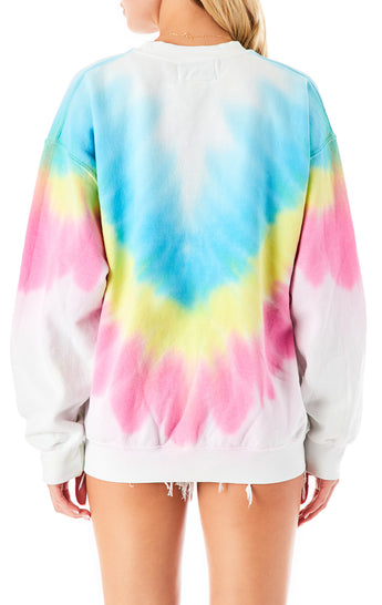 CHEVRON TIE DYE CREW NECK SWEATSHIRT